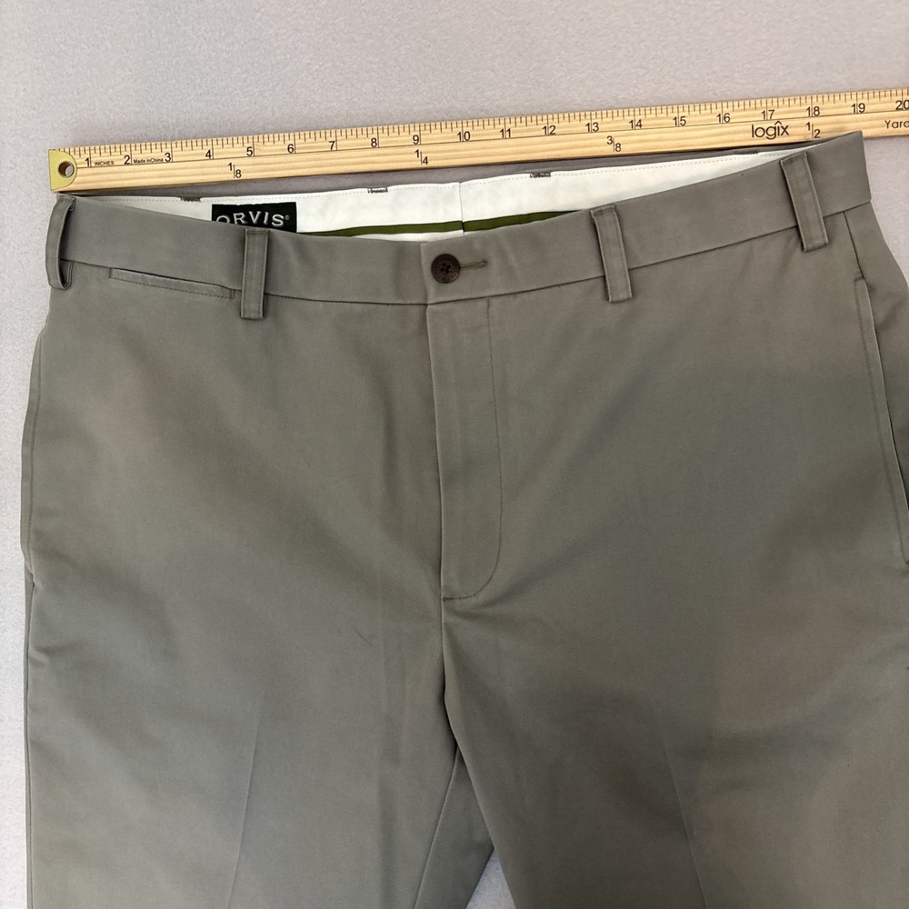 NEW Orvis 38x32 TAUPE STRETCH Twill Pants Mens Flat Front Straight Leg FAST Ship - Picture 4 of 6